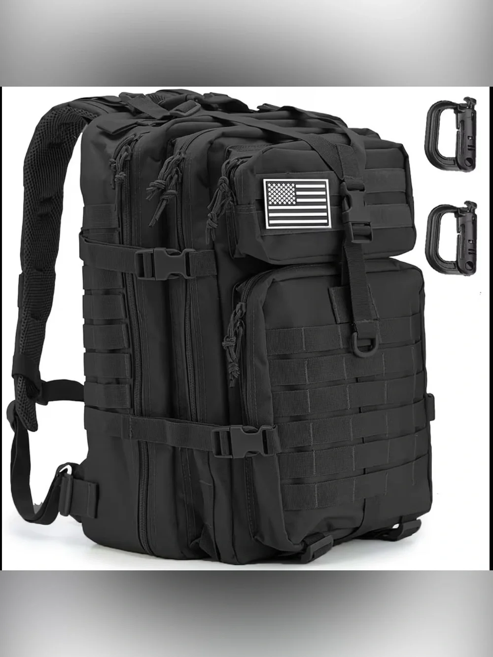 Black Tactical Backpack with MOLLE Webbing - Men